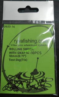 RYVAFISHING-OBRATLÍK PEVNOSTNÍ S KARABINOU VEL.14-10KS 