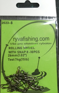 RYVAFISHING-OBRATLÍK PEVNOSTNÍ S KARABINOU VEL.8-10KS 